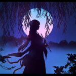 HD-wallpaper-moonlight-luna-manga-black-silhouette-moon-girl-pagoda-anime-pink-blue